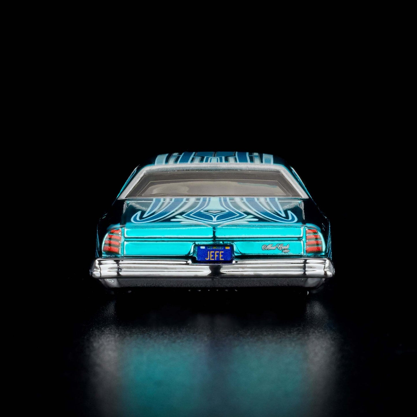 Hot Wheels 2024 - HWC/RLC Exclusive - 1975 Chevrolet Monte Carlo (Lowrider) - Spectraflame Teal - Metal/Metal - Real Riders - Adjustable/Posable Suspension - Acrylic Display Case