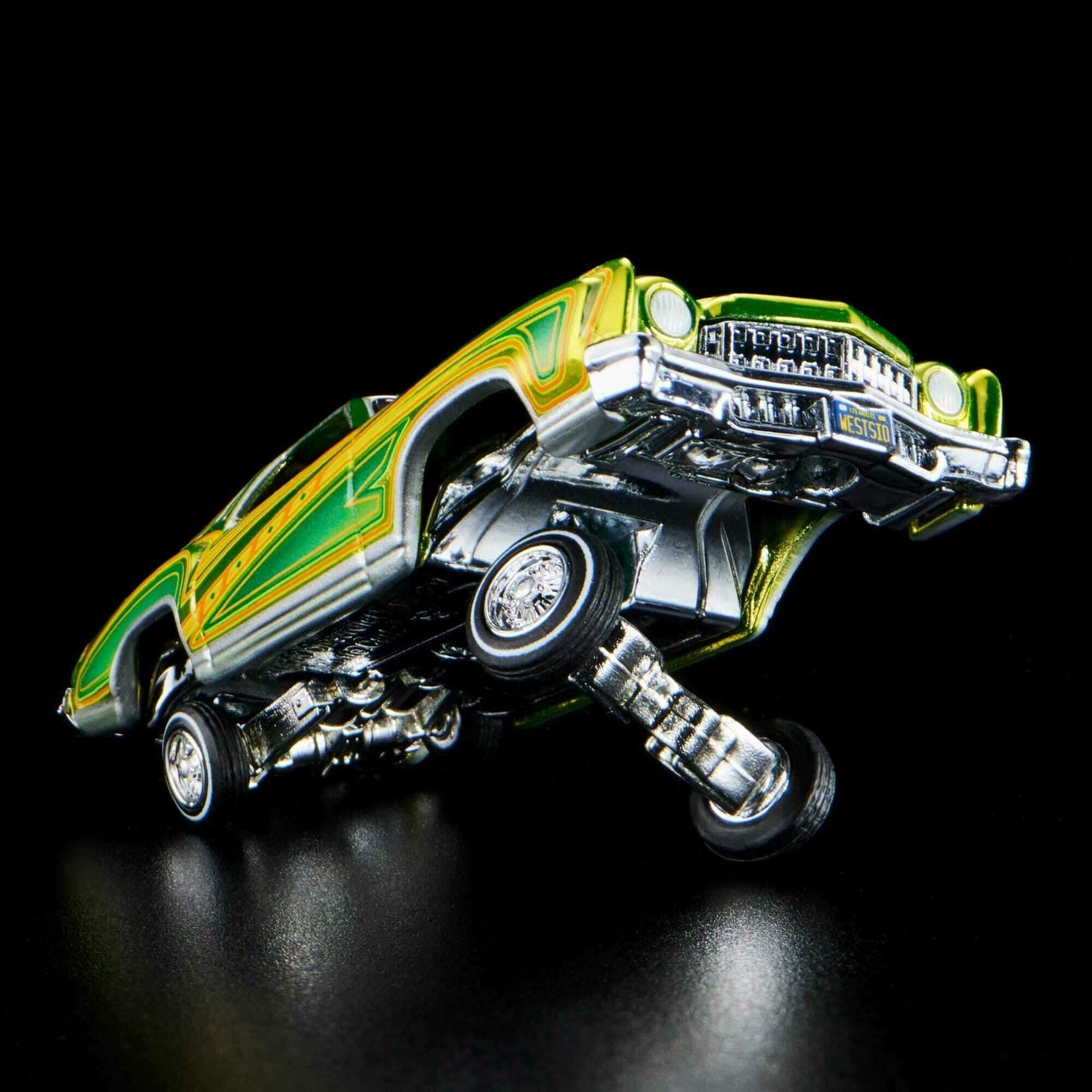 Hot Wheels 2023 - HWC/RLC Exclusive - 1975 Chevrolet Monte Carlo (Lowrider) - Spectraflame Antifreeze - Metal/Metal - Real Riders - Adjustable/Posable Suspension - Acrylic Display Case