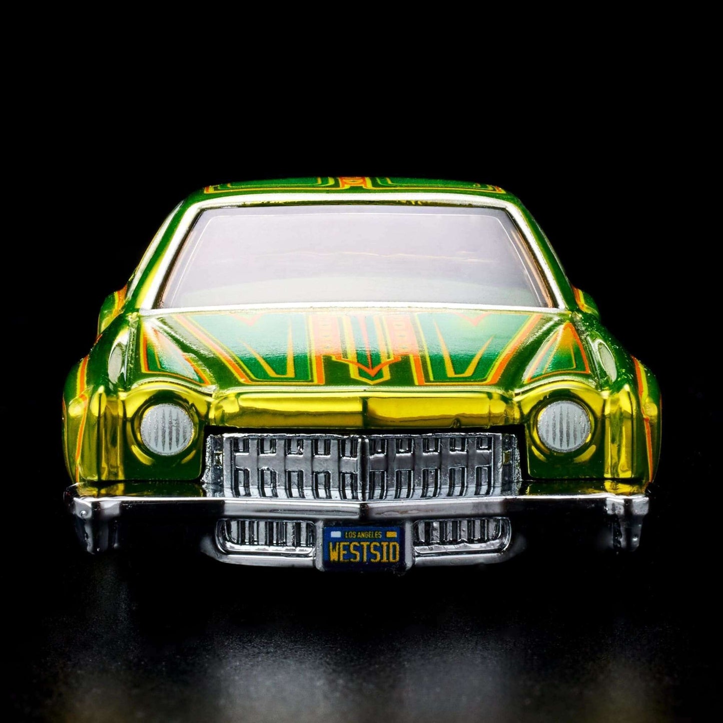 Hot Wheels 2023 - HWC/RLC Exclusive - 1975 Chevrolet Monte Carlo (Lowrider) - Spectraflame Antifreeze - Metal/Metal - Real Riders - Adjustable/Posable Suspension - Acrylic Display Case