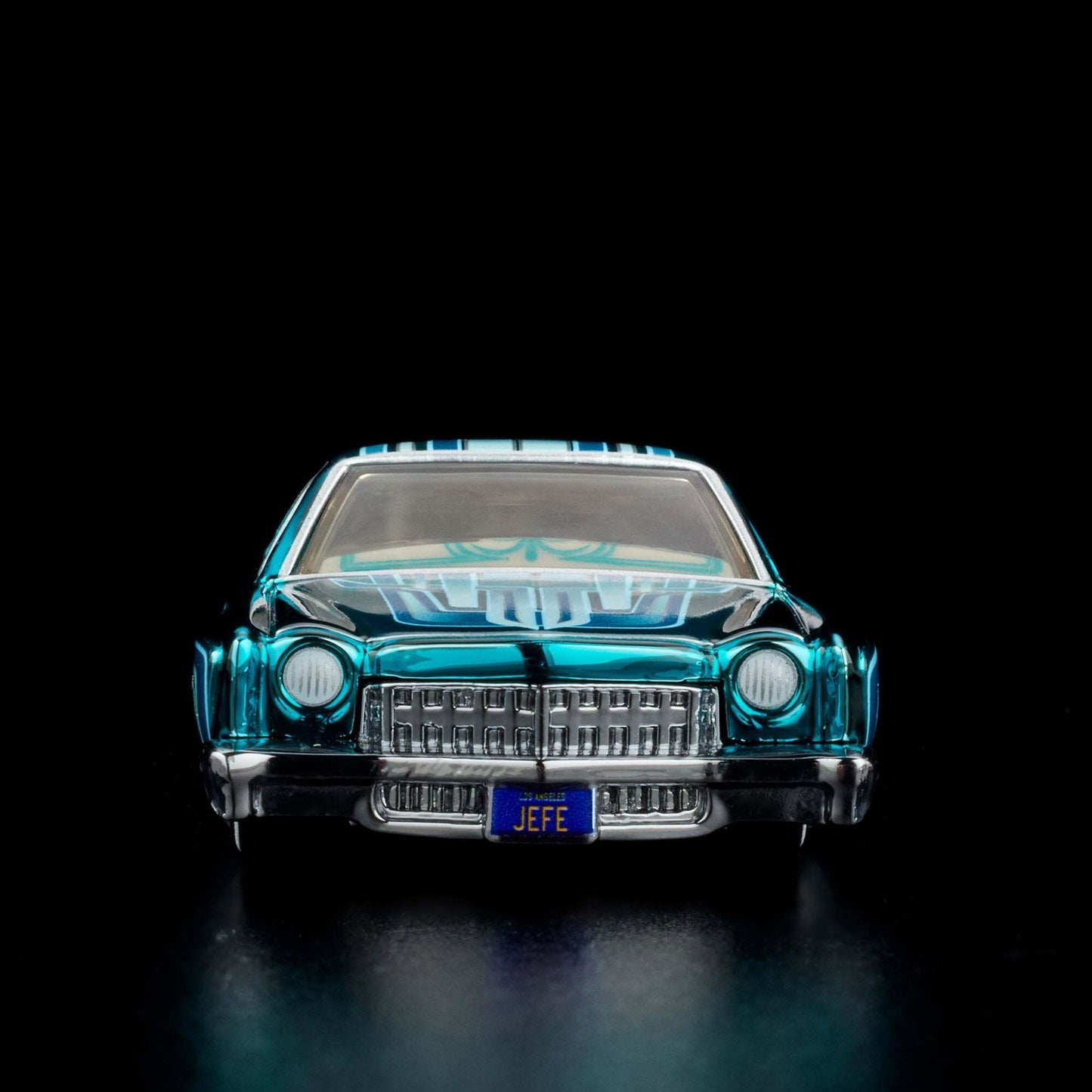 Hot Wheels 2024 - HWC/RLC Exclusive - 1975 Chevrolet Monte Carlo (Lowrider) - Spectraflame Teal - Metal/Metal - Real Riders - Adjustable/Posable Suspension - Acrylic Display Case