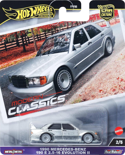 Hot Wheels 2024 - Premium / Car Culture / Modern Classics 2/5 - 1990 Mercedes-Benz 190 E 2.5-16 Evolution II - ZAMAC - Metal/Metal & Real Riders