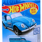 Hot Wheels 2019 - Collector # 047/250 - Volkswagen 9/10 - New Models - '49 Volkswagen Beetle Pickup - Satin Blue - 'Hot Wheels Tire Shop' - Gray 5SP Wheels - USA Card