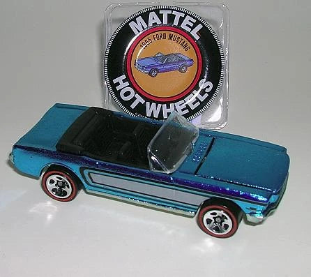 Hot Wheels 2008 - Classics Series 4 # 04/15 - '65 Mustang Convertible - Spectraflame Blue / Sliver Stripes - Metal/Metal - 5 Spokes on Red Lines - 40th Anniversary Retro Card