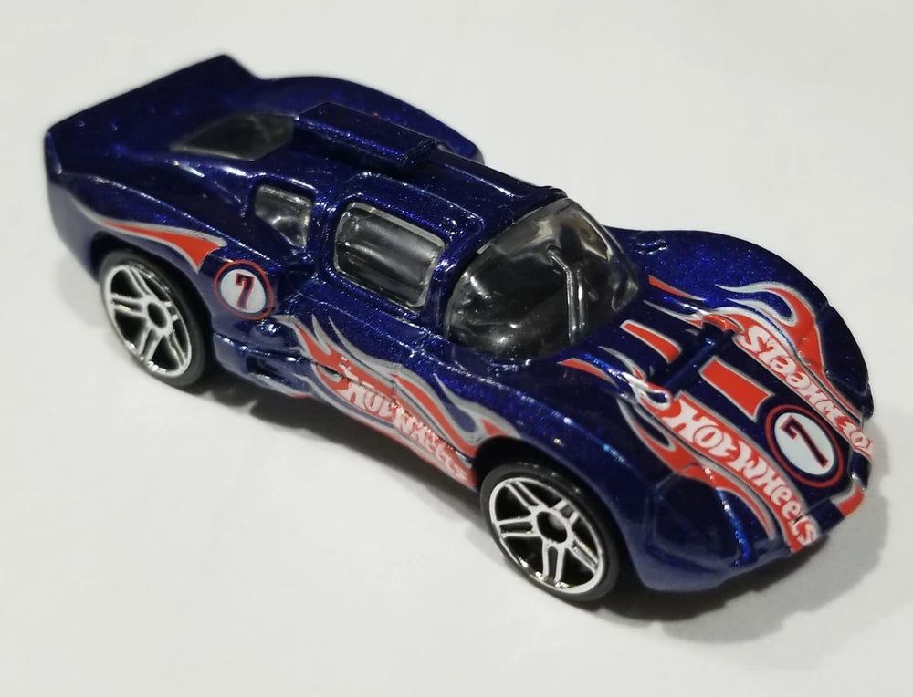 Hot Wheels 2008 - Collector # 145/172 - Hot Wheels Racing 1/4 - Chaparral 2D - Blue / #7 - PR5 Wheels - International Card
