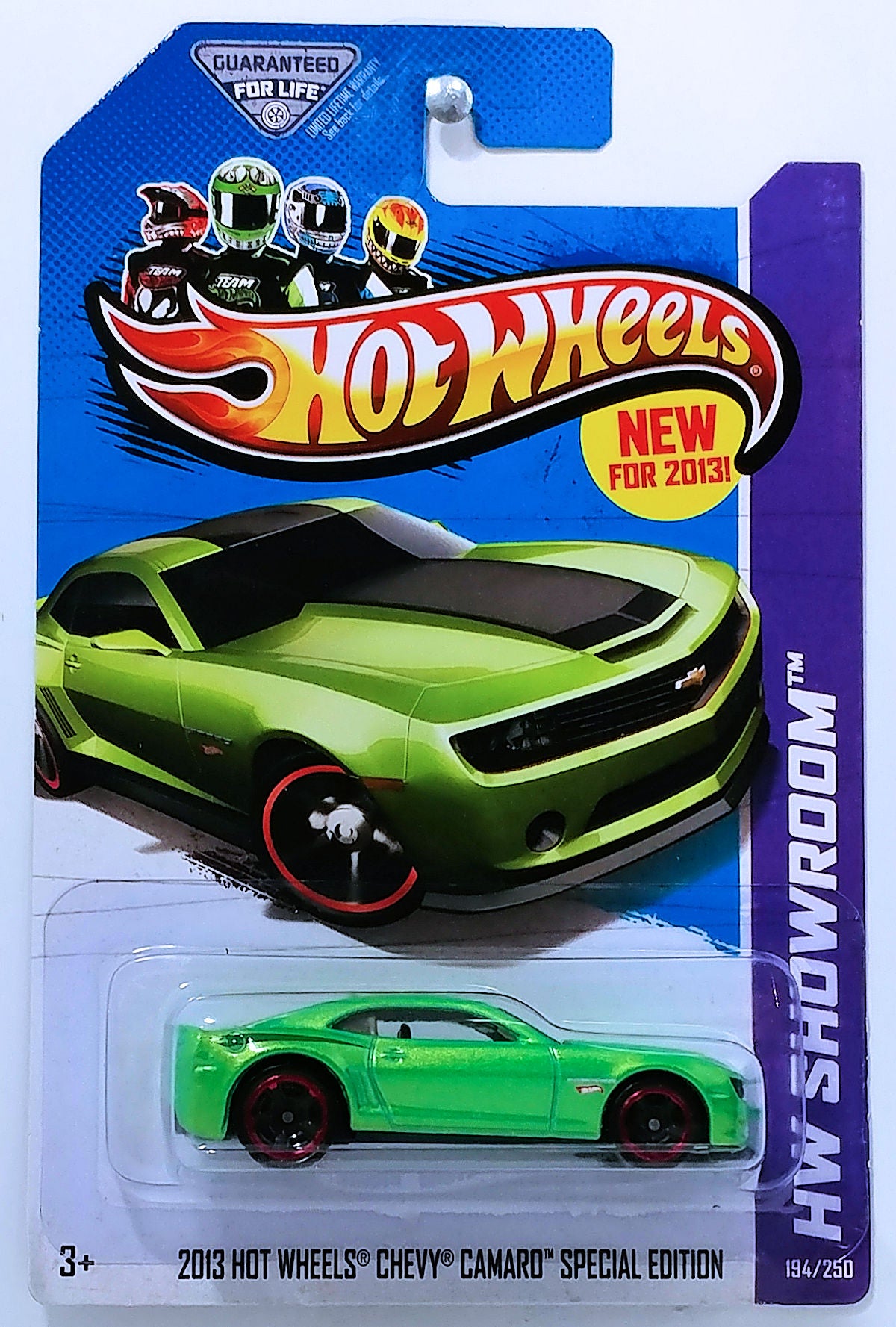 Hot Wheels 2013 - Collector #194/250 - HW Showroom / HW Garage / New Models - 2013 Hot Wheels Chevy Camaro Special Edition - Synergy Green - USA Card