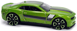 Hot Wheels 2020 - Collector # 143/250 - HW Dream Garage 10/10 - Treasure Hunts - 2013 Hot Wheels Chevy Camaro Special Edition - Metallic Lime Green / Circle Flame Logo on Rear Fender - USA Card