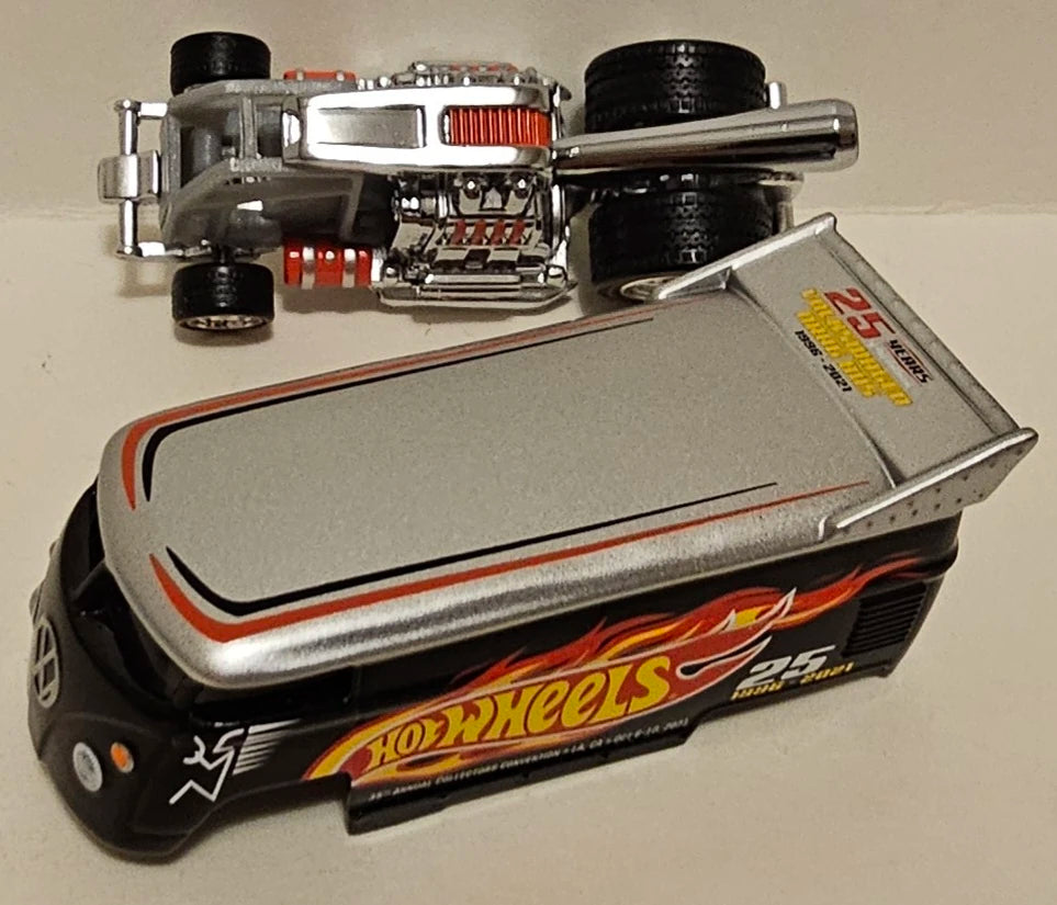 Hot Wheels 2021 - 35th Annual Collector's Convention - Los Angeles, CA - 3 of 3 - Volkswagen Drag Bus - Silver over Black - Metal/Metal & Real Riders - Limited to 4,000