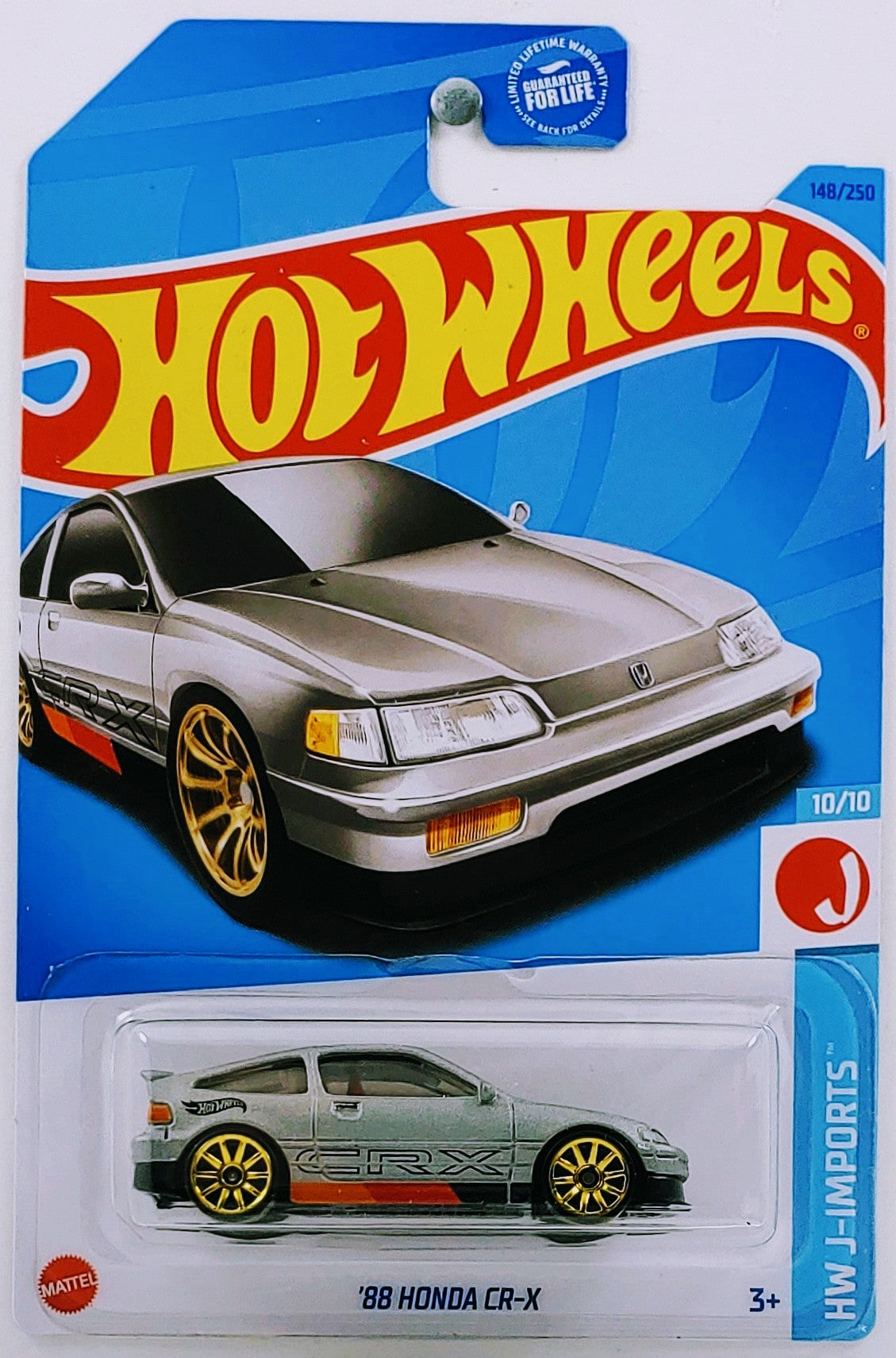 Hot Wheels 2023 - Collector # 148/250 - HW J-Imports 10/10 - '88 Honda CR-X - Satin Gray - Gold 10 Spokes - USA