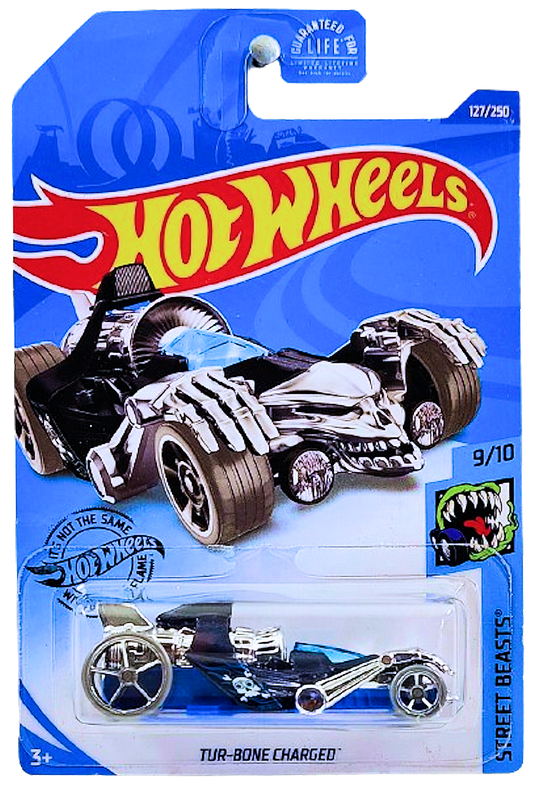 Hot Wheels 2020 - Collector # 127/250 - Steet Beasts 9/10 - Tur-Bone Charged - Black and Blue - USA Card