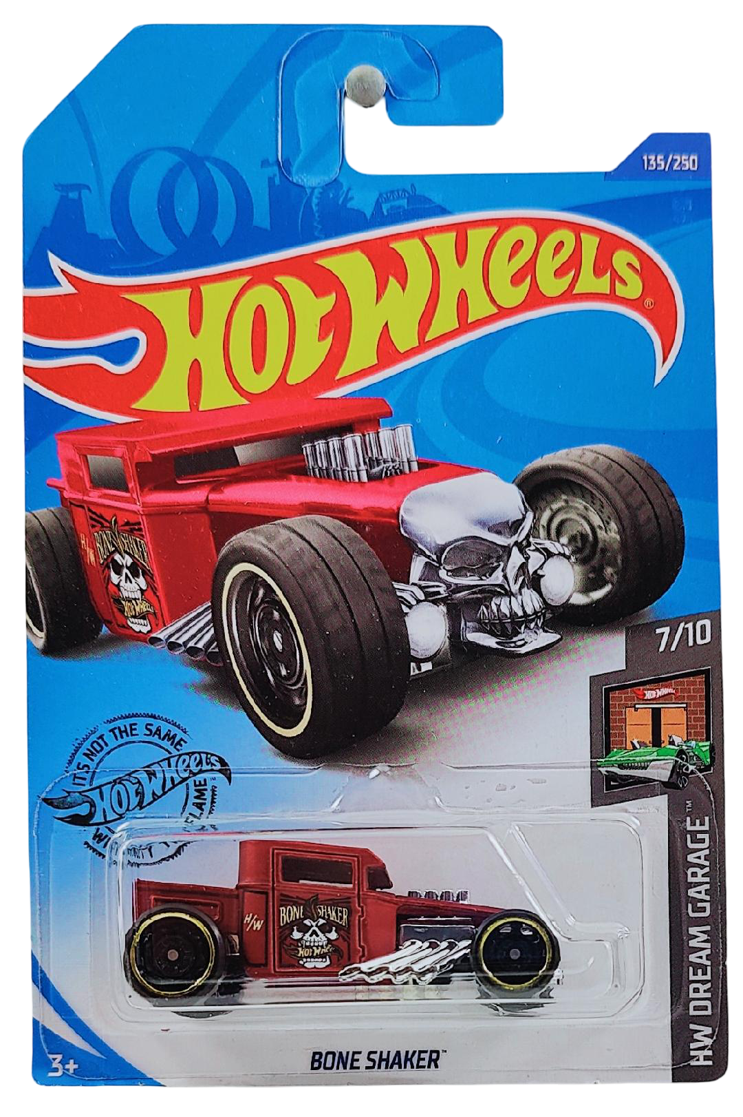 Hot Wheels 2020 - Collector # 135/250 - HW Dream Garage 7/10 - Bone Shaker (with Roof) - Satin Dark Red / Bone Shaker Graphic - International Card