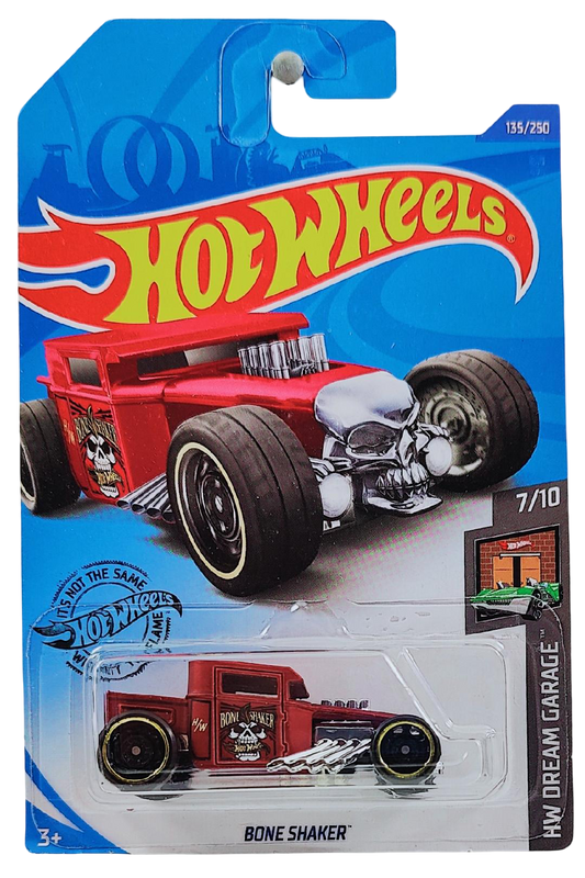 Hot Wheels 2020 - Collector # 135/250 - HW Dream Garage 7/10 - Bone Shaker (with Roof) - Satin Dark Red / Bone Shaker Graphic - International Card