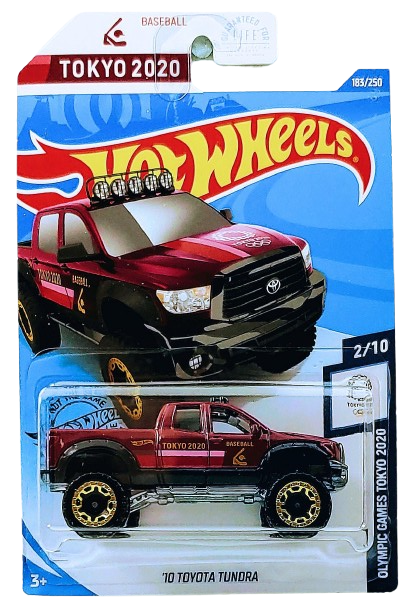 Hot Wheels 2020 - Collector # 183/250 - Olympic Games Tokyo 2020 2/10 - '10 Toyota Tundra - Maroon / Baseball - USA Card