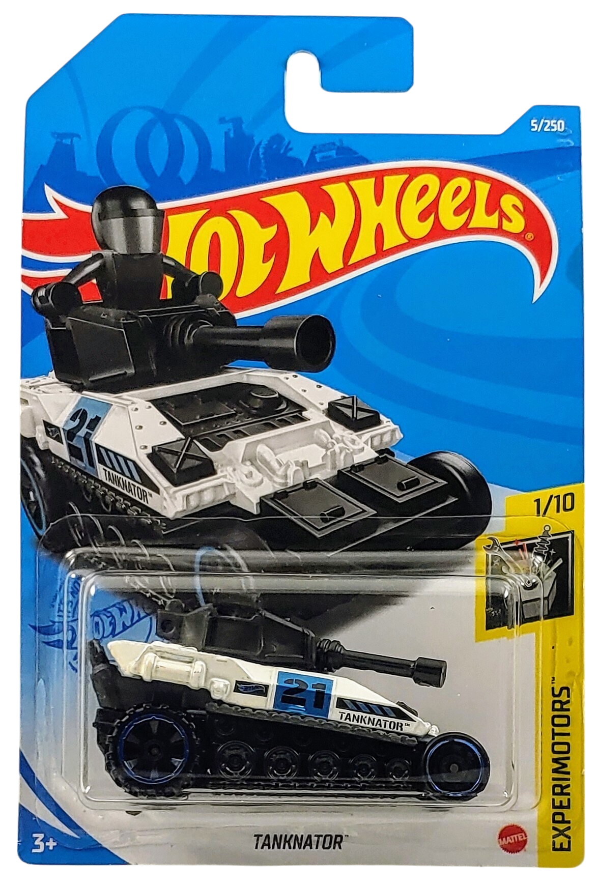Hot Wheels 2021 - Collector # 005/250 - Experimotors 1/10 - Tanknator - Black & White - International Card