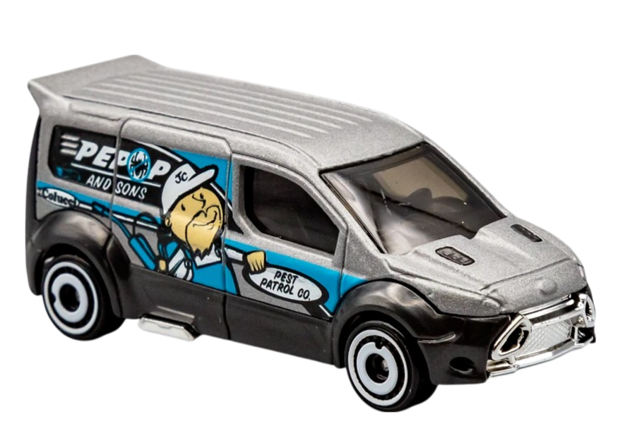 Hot Wheels 2021 - Collector # 007/250 - HW Metro 1/10 - Hot Wheels Ford Transit Connect - Gray / Pest Control - USA Card