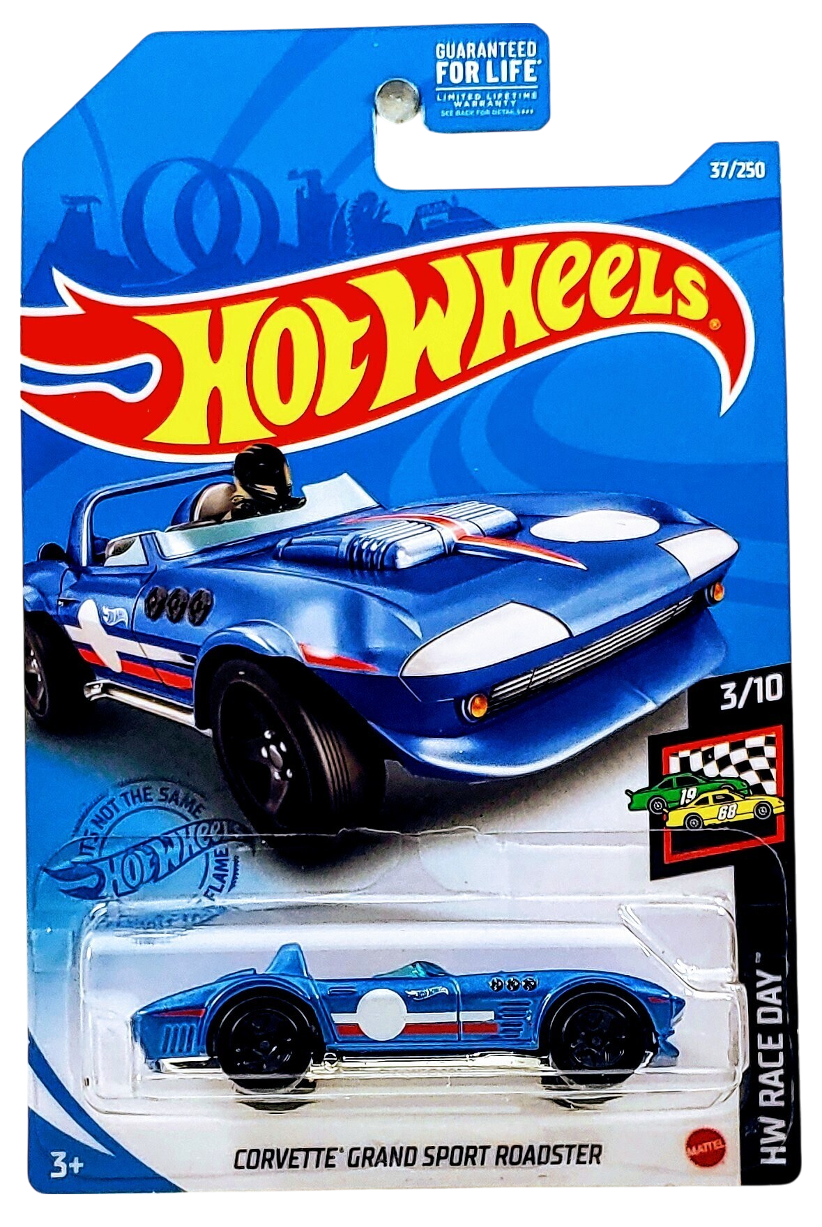 Hot Wheels 2021 - Collector # 037/250 - HW Race Day 3/10 - Corvette Grand Sport Roadster - Pearl Blue - USA Card
