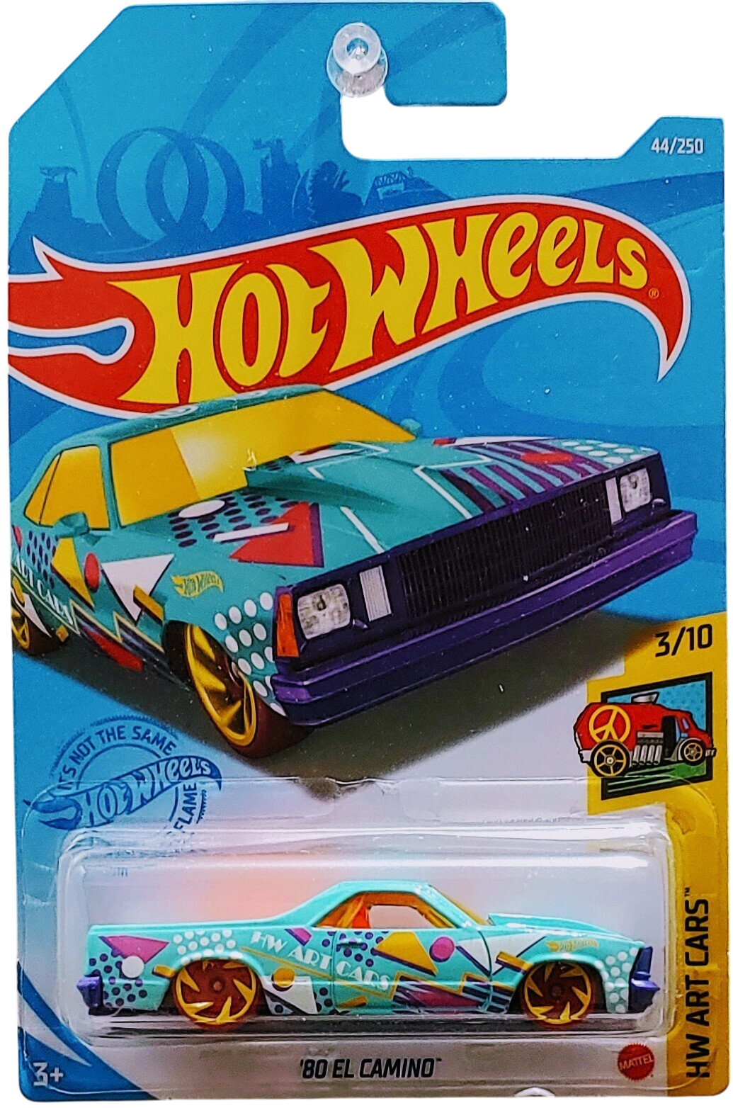 Hot Wheels 2021 - Collector # 044/250 - HW Art Cars 3/10 - '80 El Camino - Turquoise - International Card