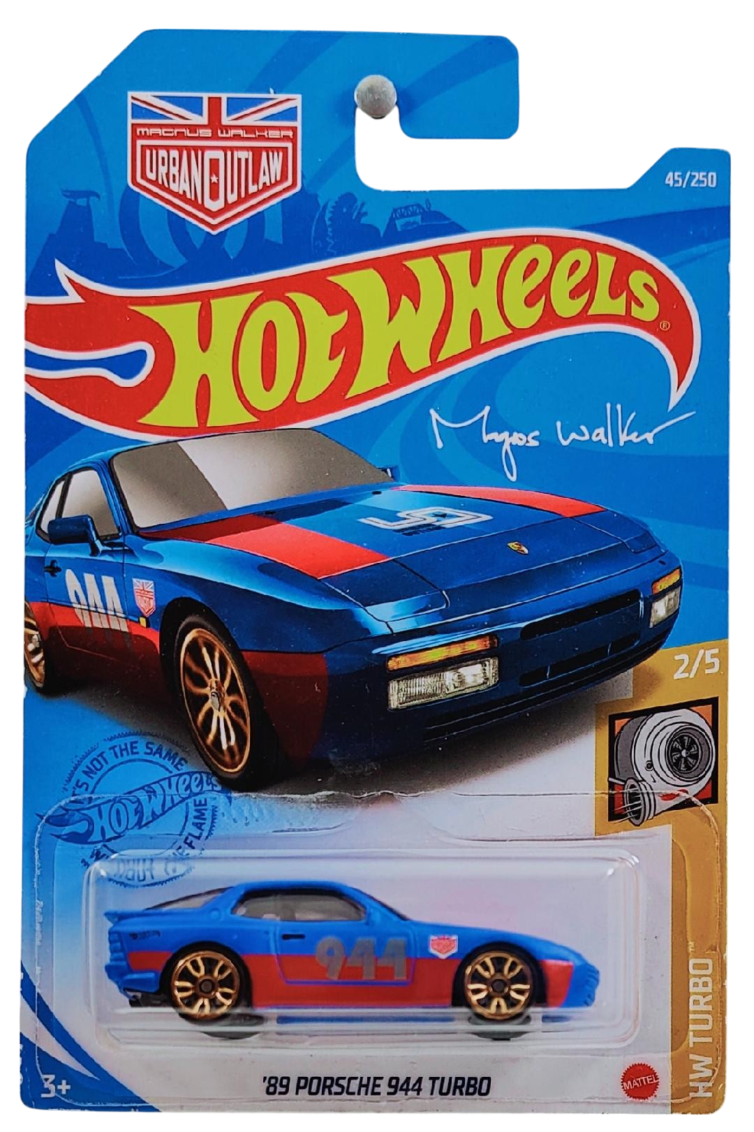 Hot Wheels 2021 - Collector # 045/250 - HW Turbo 2/5 - '89 Porsche 944 Turbo - Blue / Urban Outlaw - International Card with Magnus Walker Logo