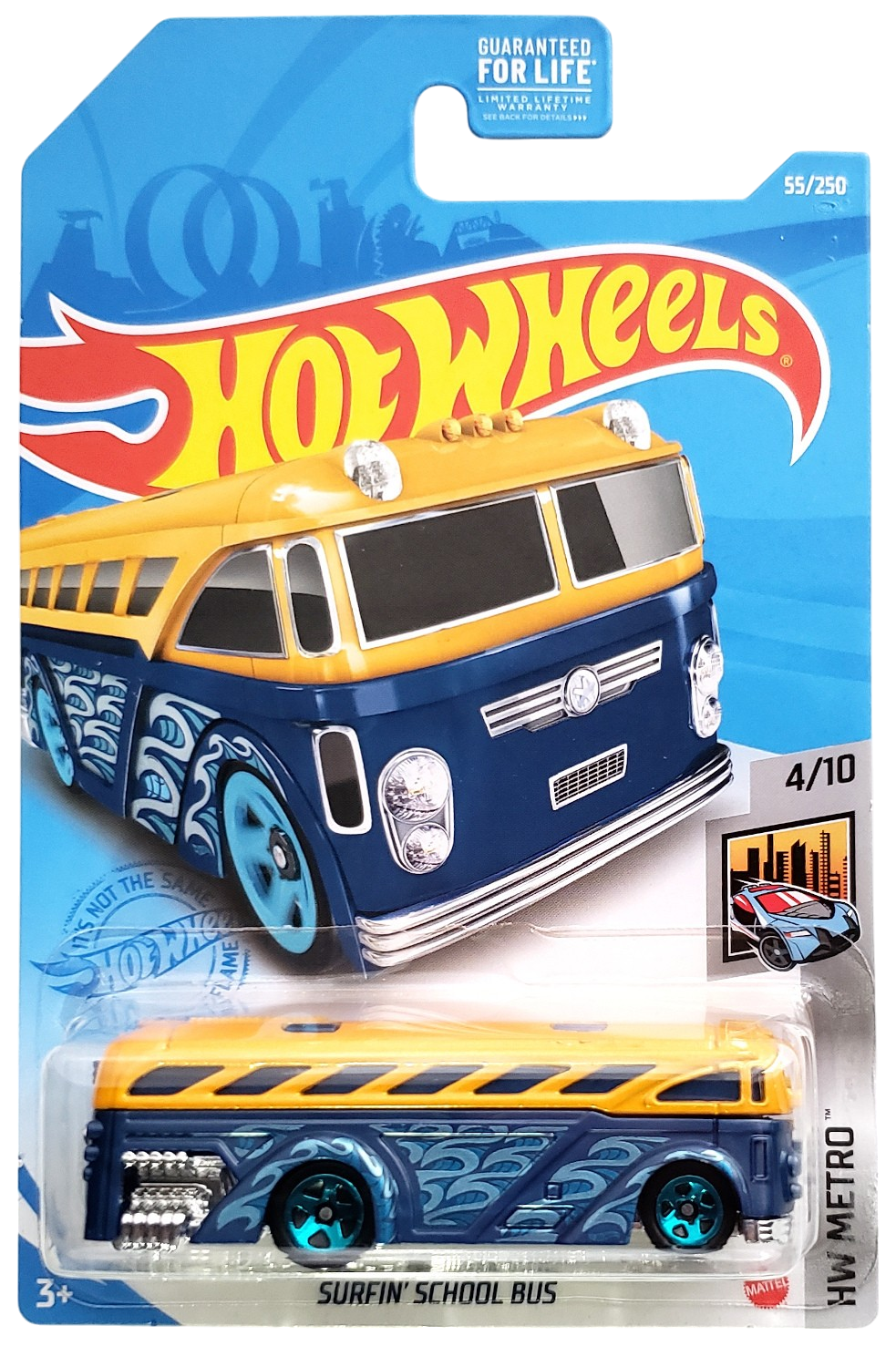 Hot Wheels 2021 - Collector # 055/250 - HW Metro 4/10 - Surfin' School Bus - Pearl Yellow over Dark Blue Metalflake - USA Card