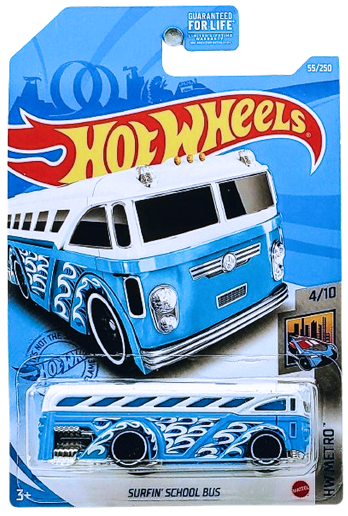 Hot Wheels 2021 - Collector # 055/250 - HW Metro 4/10 - Surfin' School Bus - White over Blue - USA
