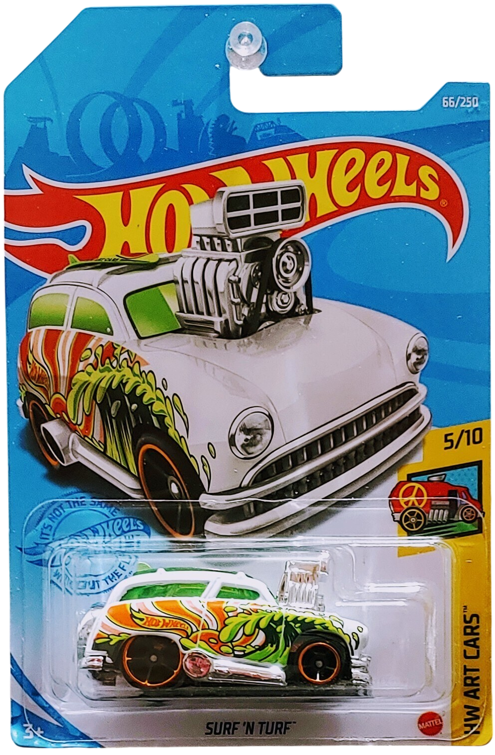 Hot Wheels 2021 - Collector # 066/250 - HW Art Cars 5/10 - Surf 'N Turf - White / "E" - International Card