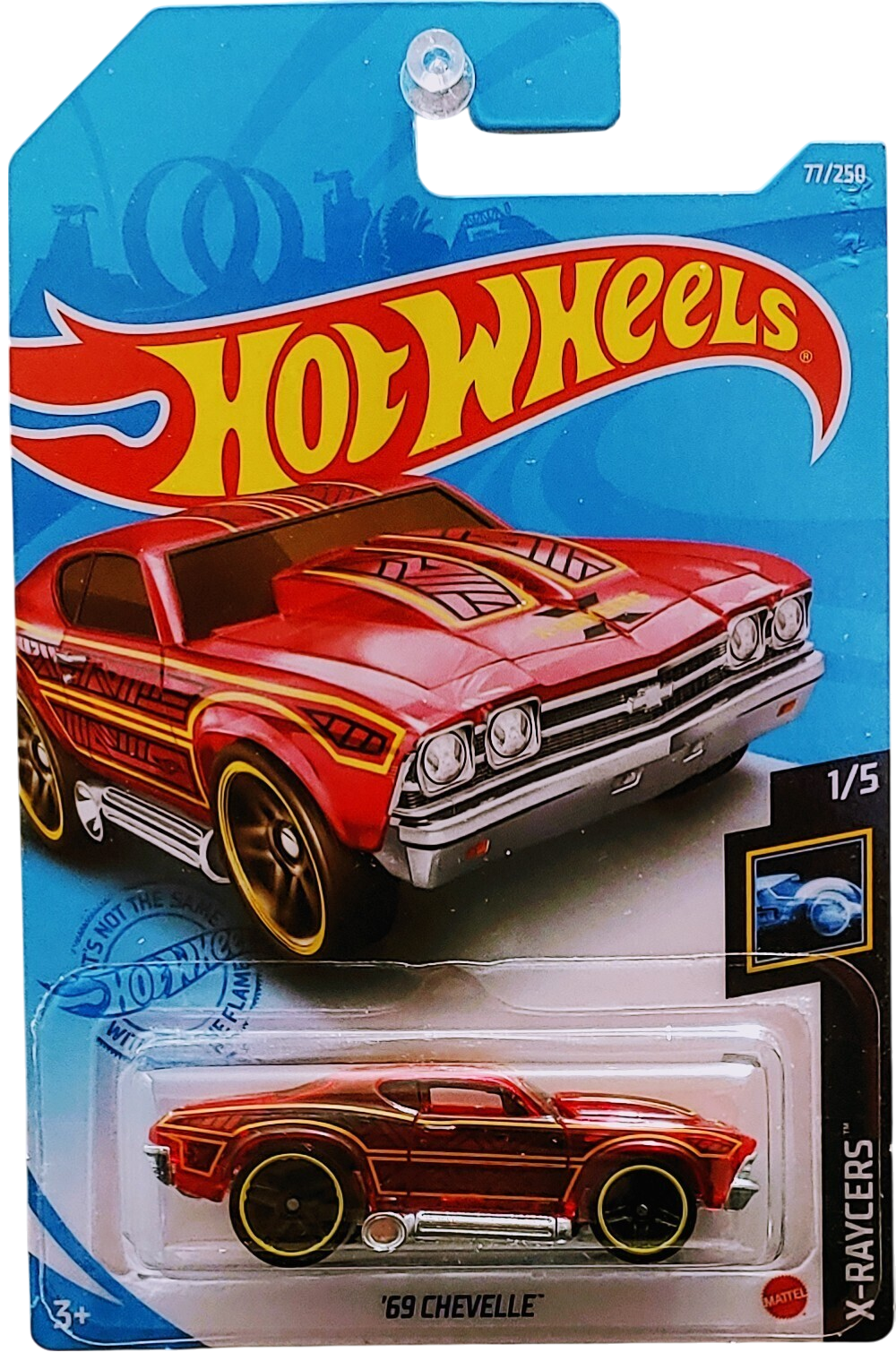 Hot Wheels 2021 - Collector # 077/250 - X-Raycers 1/5 - '69 Chevelle - Transparent Red - International Card