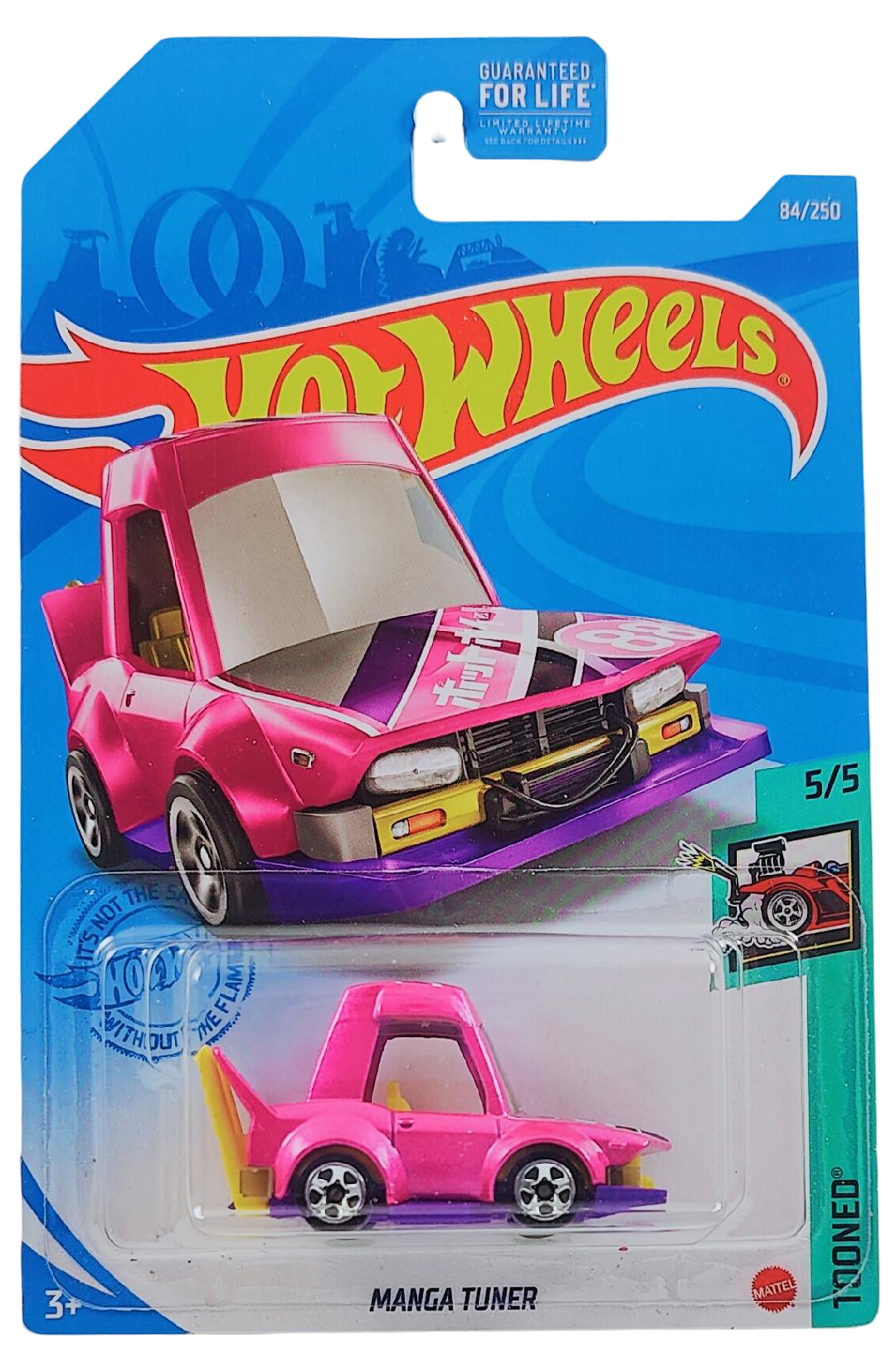 Hot Wheels 2021 - Collector # 084/250 - Tooned' 5/5 - Manga Tuner - Pink Metalflake - USA Card