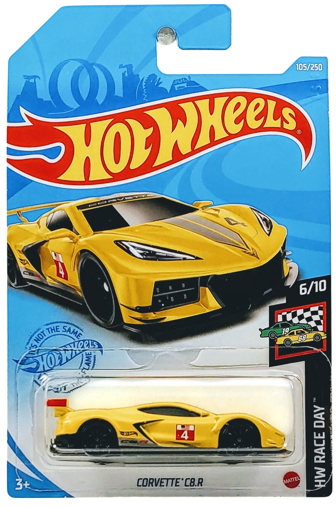 Hot Wheels 2021 - Collector # 105/250 - HW Race Day 6/10 - New Models - Corvette C8.R - Yellow / #4 - International Card