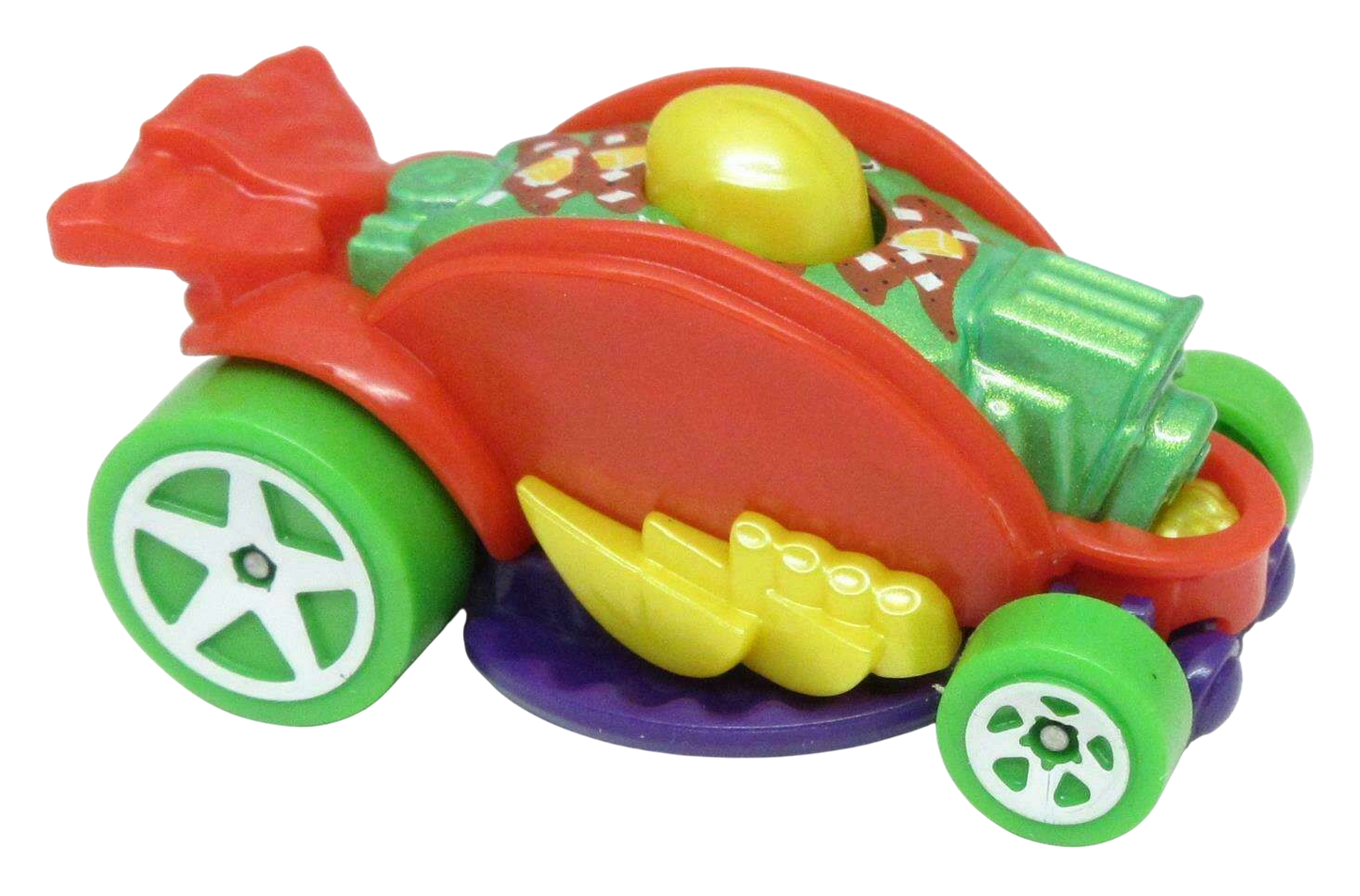 Hot Wheels 2021 - Collector # 108/250 - Fast Foodie 4/5 - New Models - Car-de-Asada (Taco) - Red Shell / Purple Base / Green Tires on White 5 Spokes - International Card