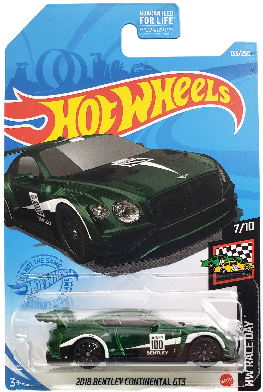 Hot Wheels 2021 - Collector # 133/250 - HW Race Day 7/10 - 2018 Bentley Continental GT3 - British Racing Green / #100 - USA Card