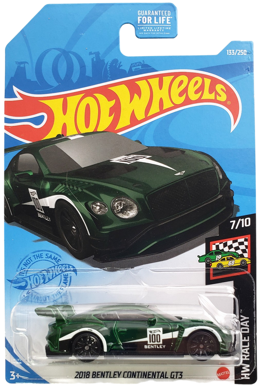 Hot Wheels 2021 - Collector # 133/250 - HW Race Day 7/10 - 2018 Bentley Continental GT3 - British Racing Green / #100 - USA Card