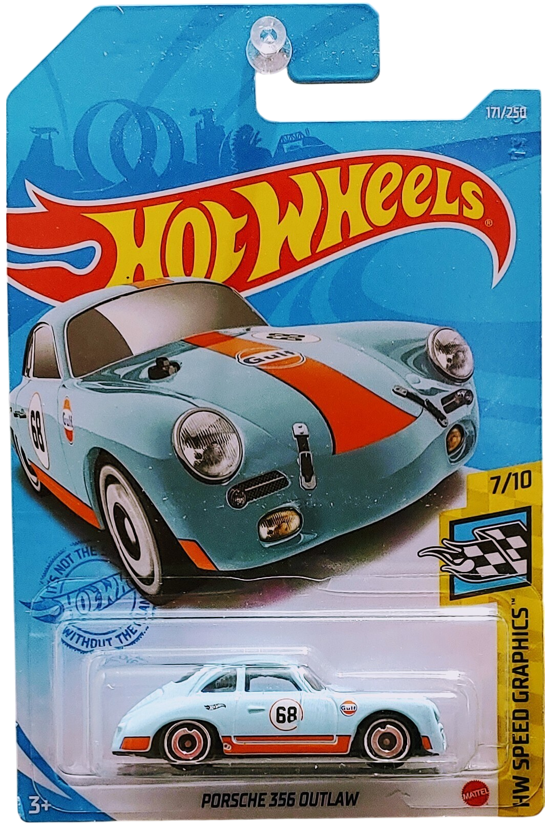 Hot Wheels 2021 - Collector # 171/250 - HW Speed Graphics 7/10 - Porsche 356 Outlaw - Sky Blue / Gulf Racing - International Card