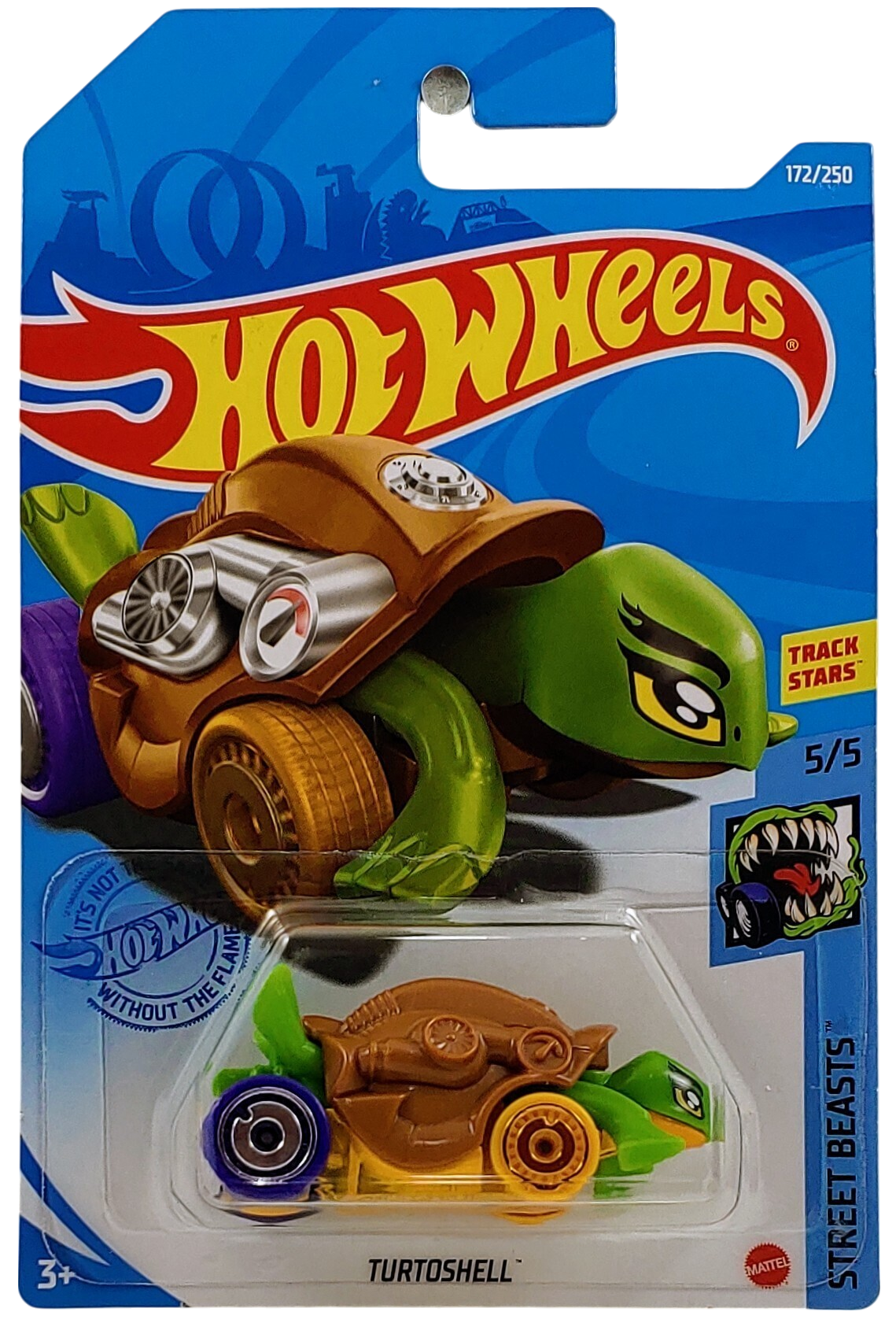 Hot Wheels 2021 - Collector # 172/250 - Street Beasts 5/5 - New Models - Turtoshell - Brown / Green / Yellow - International Card