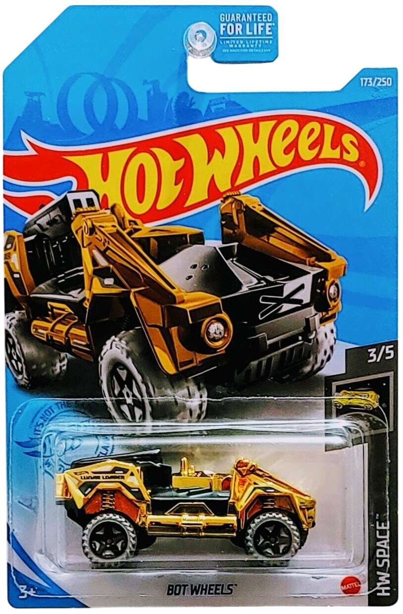 Hot Wheels 2021 - Collector # 173/250 - HW Space 3/5 - BOT Wheels - Gold Chrome - USA Card