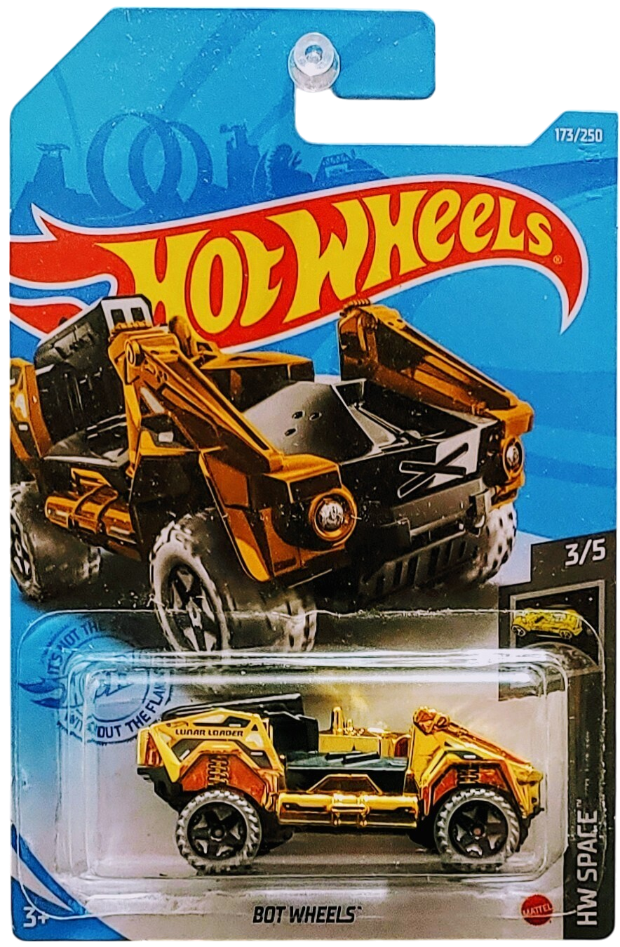 Hot Wheels 2021 - Collector # 173/250 - HW Space 3/5 - BOT Wheels - Gold Chrome - International Card