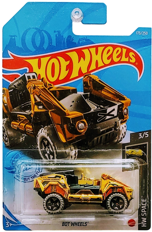 Hot Wheels 2021 - Collector # 173/250 - HW Space 3/5 - BOT Wheels - Gold Chrome - International Card