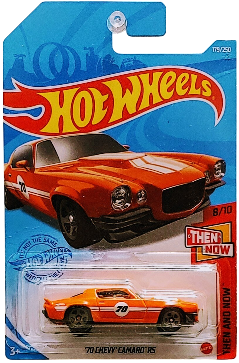 Hot Wheels 2021 - Collector # 179/250 - Then And Now 8/10 - `70 Chevy Camaro RS - Orange - International Card