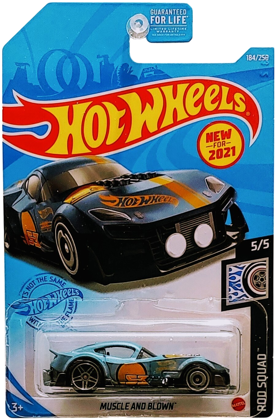 Hot Wheels 2021 - Collector # 184/250 - Rod Squad 5/5 - New Models - Muscle and Blown - Matte "Moody" Blue - USA Card