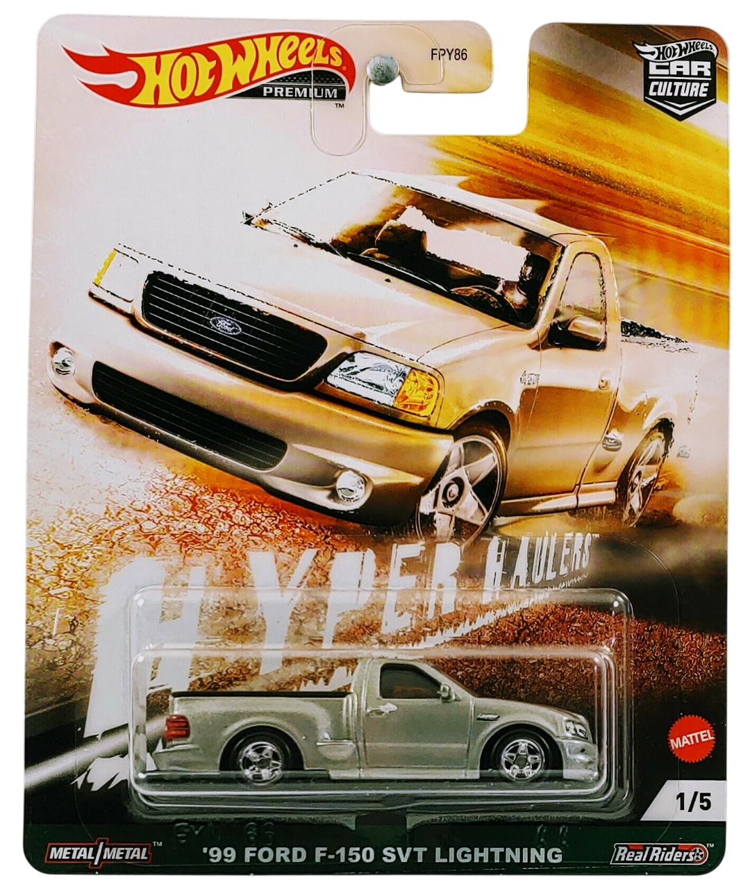 Hot Wheels Premium 2021 - Premium / Car Culture / Hyper Haulers # 1/5 - '99 Ford F-150 SVT Lightning - Metalflake Silver - Metal/Metal & Real Riders