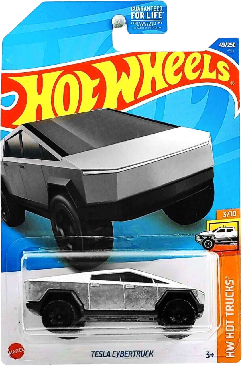 Hot Wheels 2022 - Collector # 049/250 - HW Hot Trucks 3/10 - Tesla Cybertruck - ZAMAC - USA Card