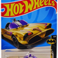 Hot Wheels 2022 - Collector # 131/250 - Batman 4/5 - TV Series Batmobile - Gold Metallic / Purple Accents - Retro Slot Wheels - International 'DC Batman' Card