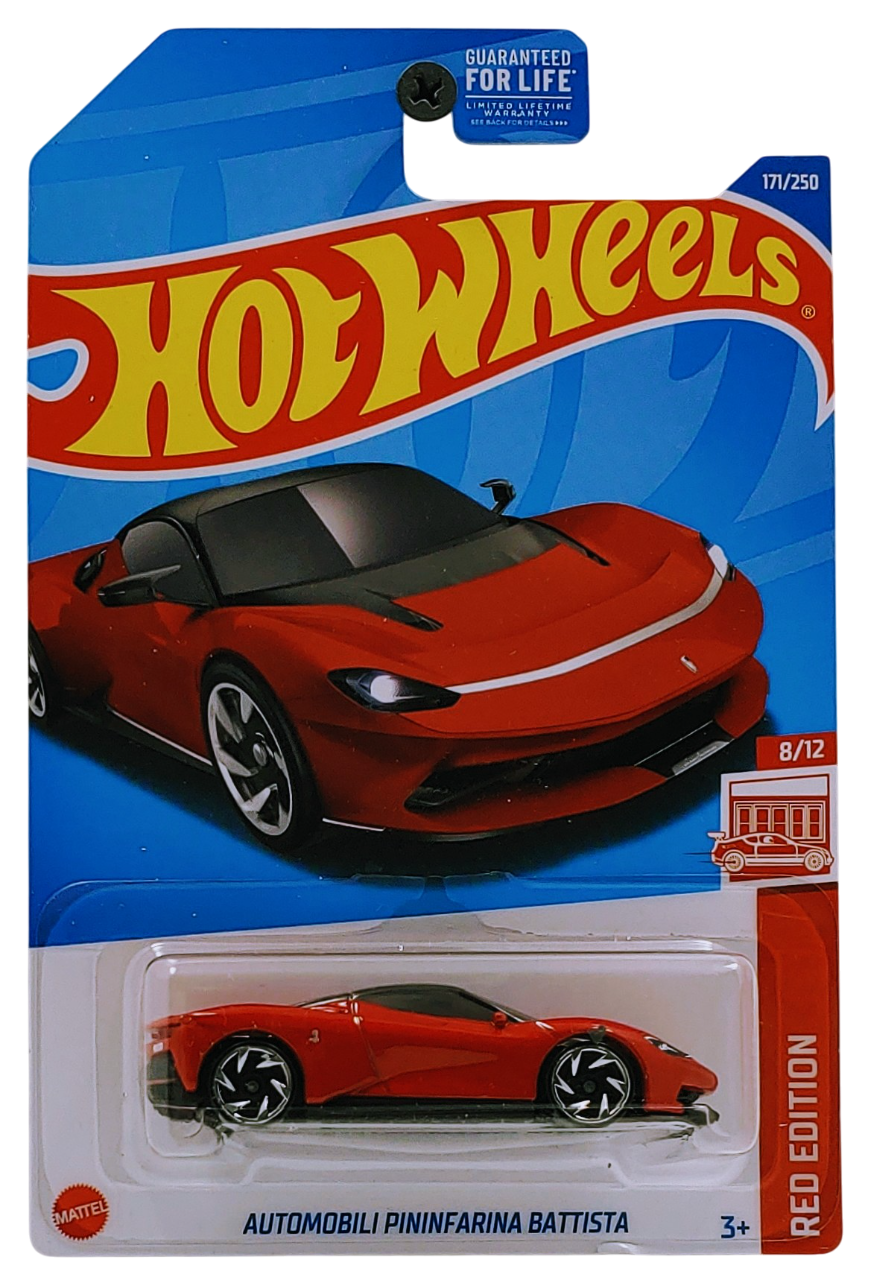 Hot Wheels 2022 - Collector # 171/250 - Red Edition 8/12 - Automobili Pininfarina Battista - Red - Target Exclusive - USA Card