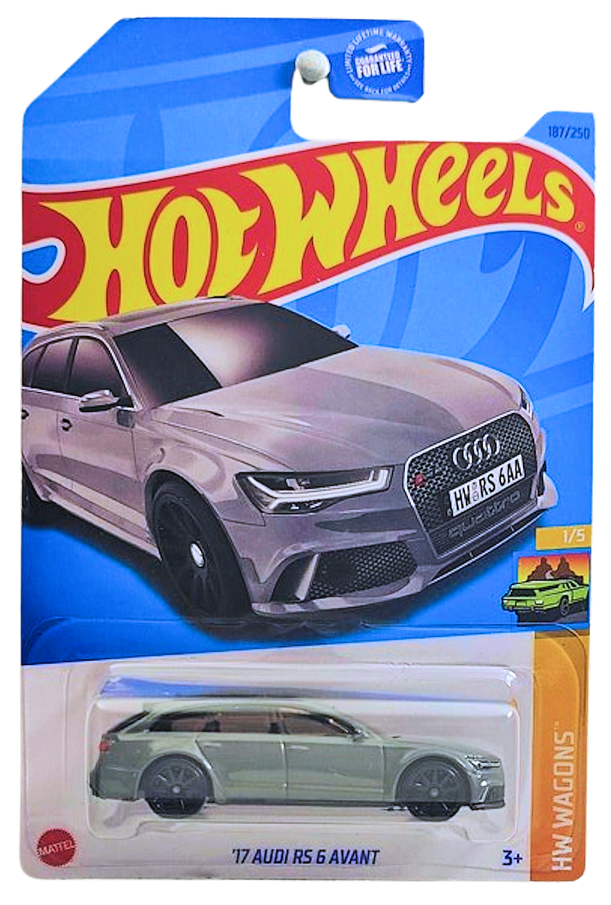 Hot Wheels 2023 - Collector # 187/250 - HW Wagons 01/05 - '17 Audi RS 6 Avant - Gray - 10 Spoke Wheels - "From the Vault" Exclusive - USA