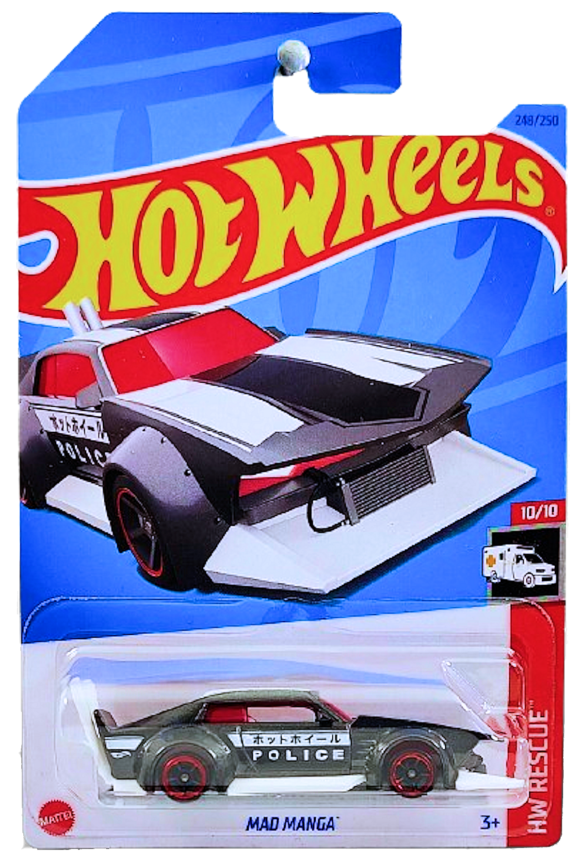 Hot Wheels 2023 - Collector # 248/250 - HW Rescue 10/10 - Mad Manga - Metalflake Gray - IC