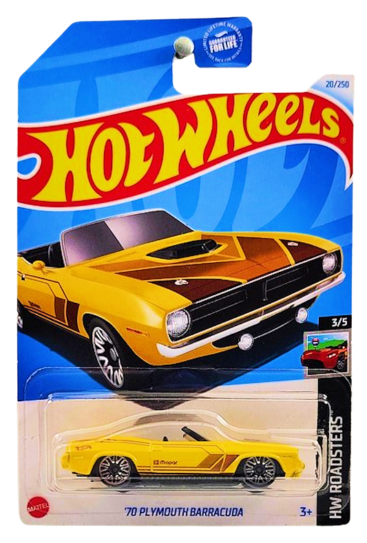 Hot Wheels 2024 - Collector # 020/250 - HW Roadsters 03/05 - '70 Plymouth Barracuda - Yellow - Kroger Exclusive - USA