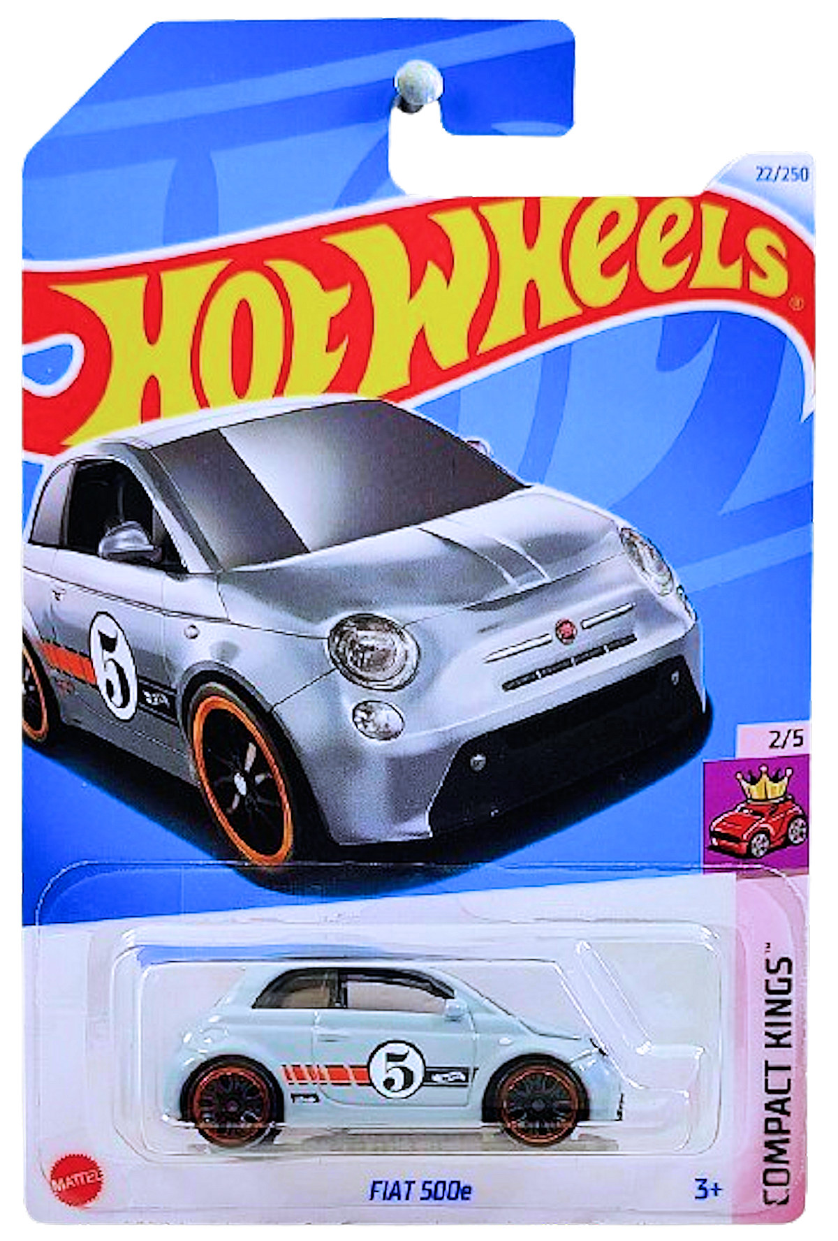 Hot Wheels 2024 - Collector # 022/250 - Compact Kings 02/05 - Fiat 500e - Gray - '5' - IC