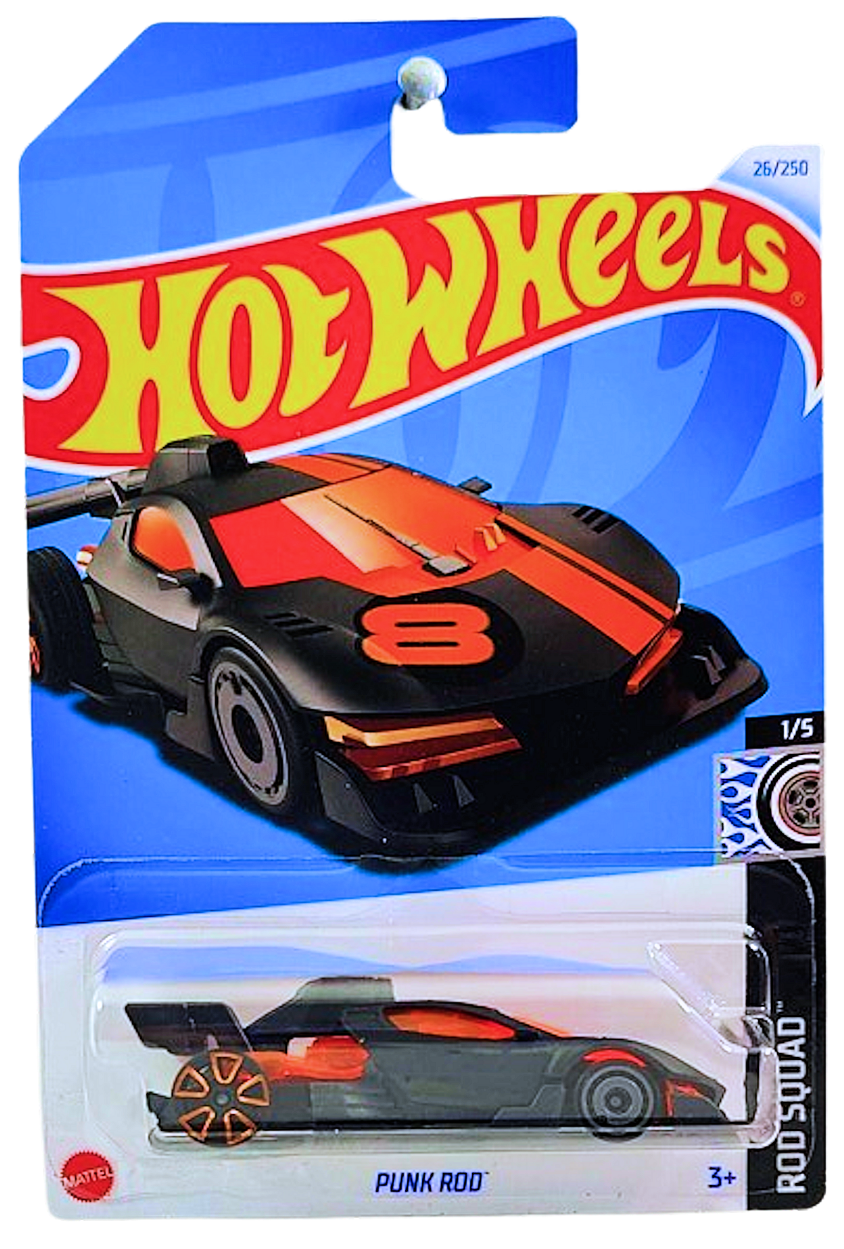Hot Wheels 2024 - Collector # 026/250 - Rod Squad 01/05 - New Models - Punk Rod - Matte Black - '8' - IC