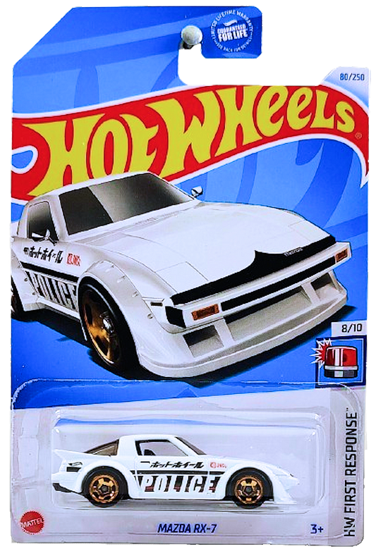 Hot Wheels 2024 - Collector # 080/250 - HW First Response 8/10 - Mazda RX-7 - White / "Police", "ホットホイール" - IC