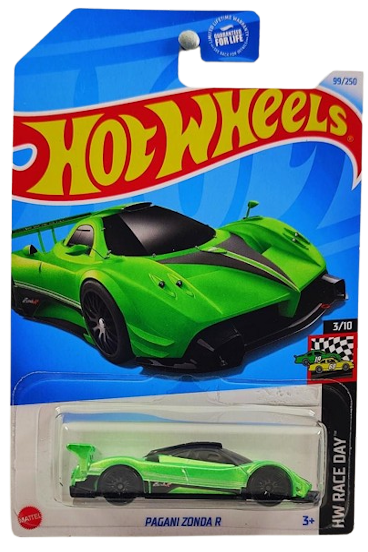 Hot Wheels 2024 - Collector # 099/250 - HW Race Day 3/10 - Pagani Zonda R - Pearl Green - Kroger Exclusive - USA Card