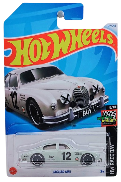 Hot Wheels 2024 - Collector # 127/250 - HW Race Day 6/10 - New Models - Jaguar MK1 - Gray / #12 - IC