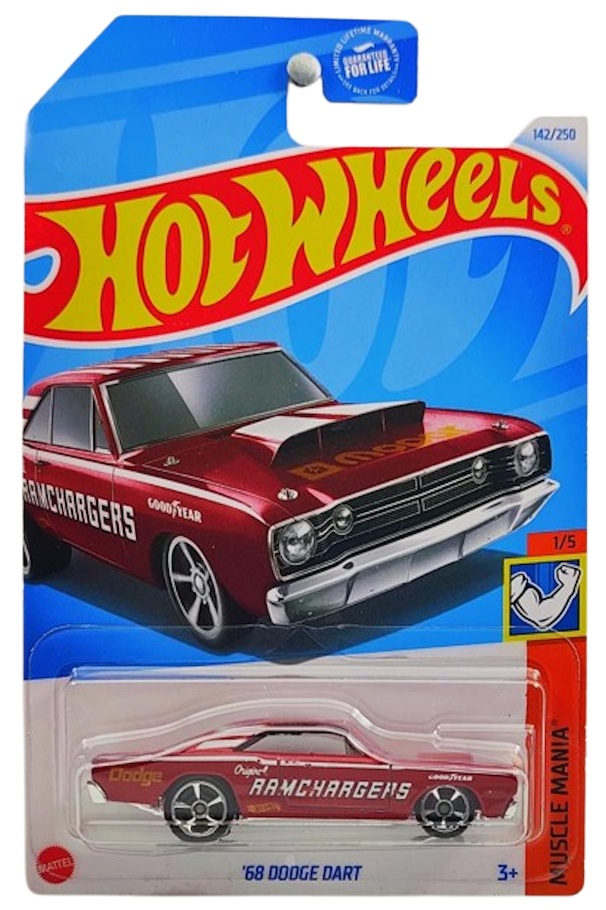 Hot Wheels 2024 - Collector # 142/250 - Muscle Mania 1/5 - '68 Dodge Dart - Red / Ramchargers - USA Card